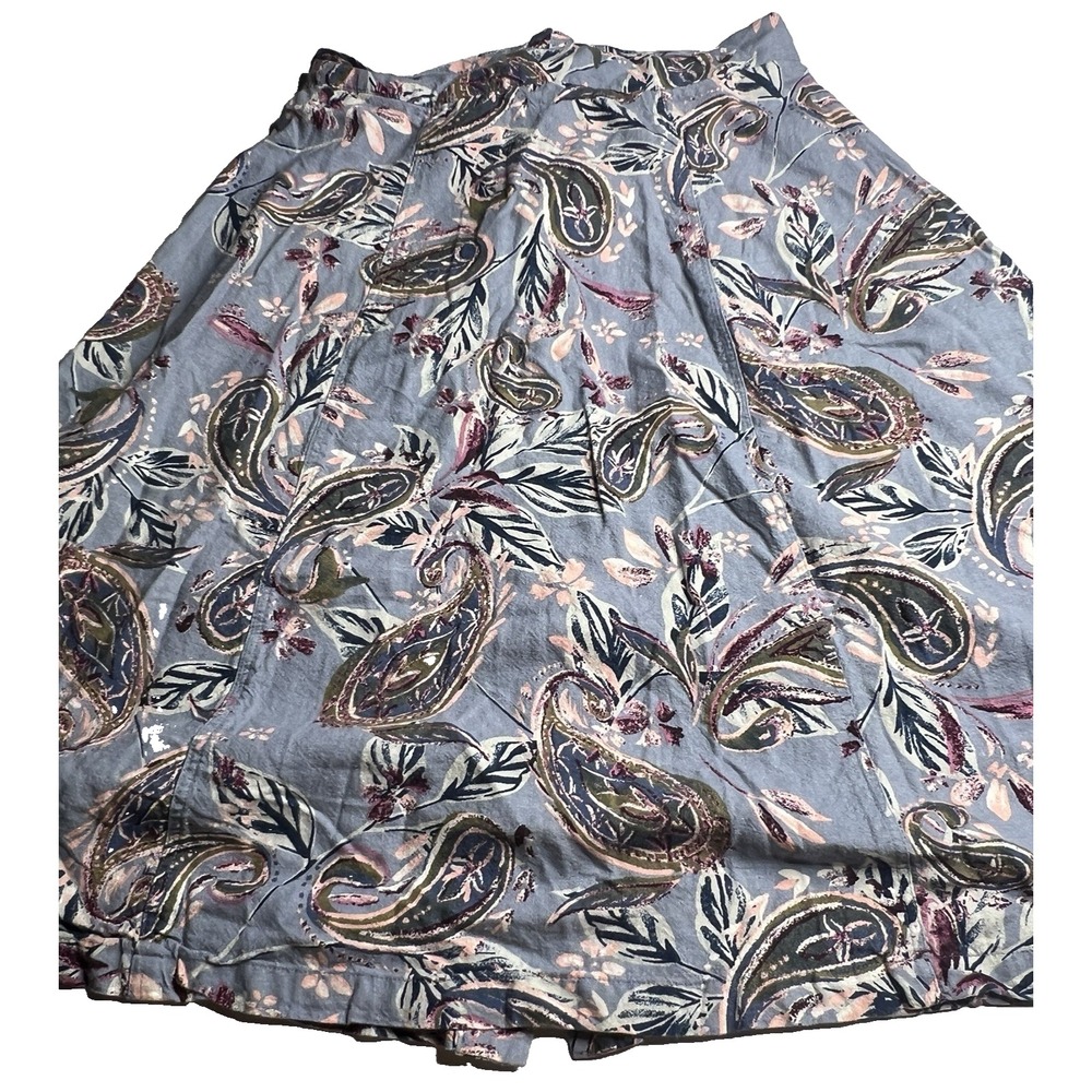 Mystree Linen Blend Midi Skirt Women L Floral Cottagecore Summer Peasant - Picture 2 of 10